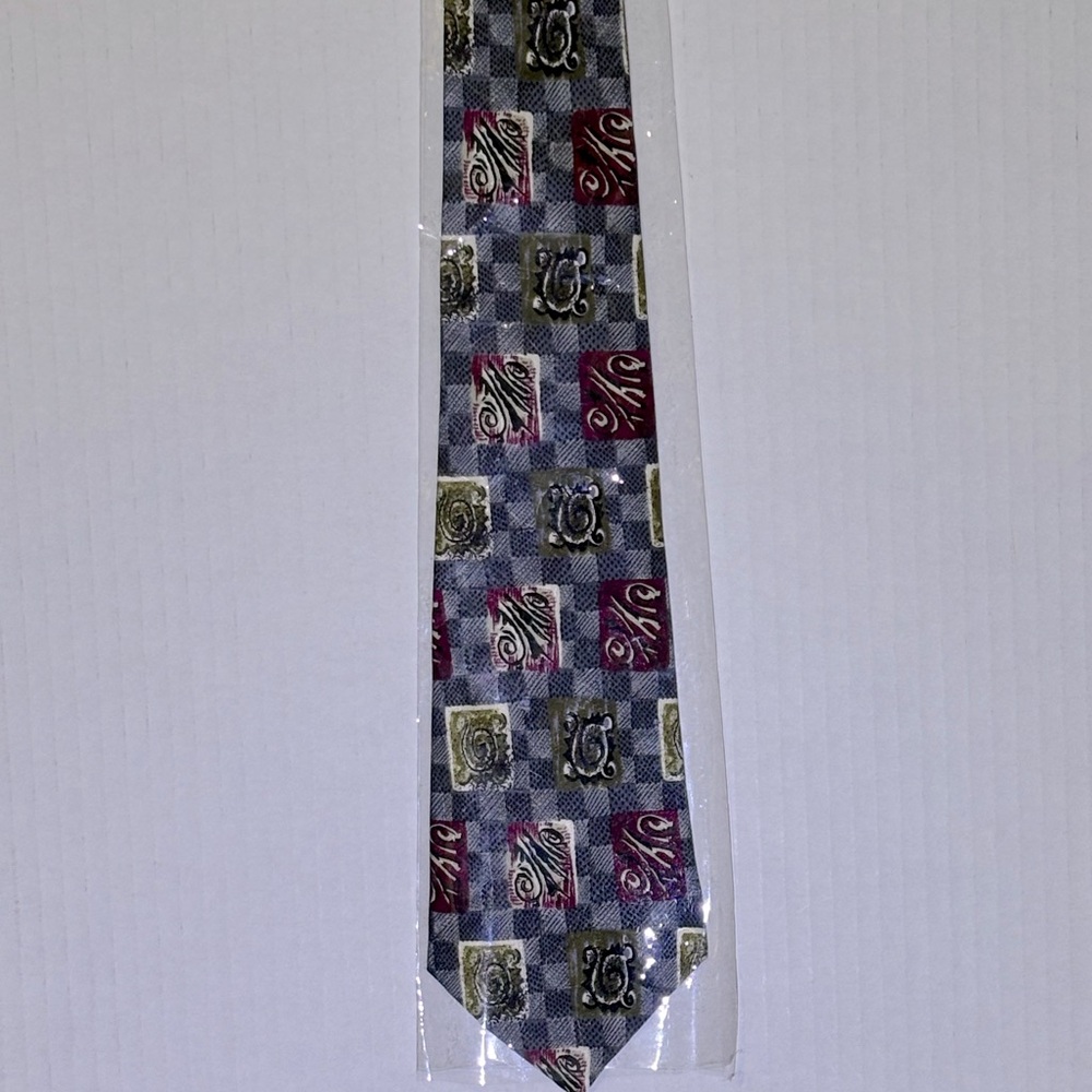 Francis 100% silk Hand made Men's Multicolor Patterned Tie Standard size